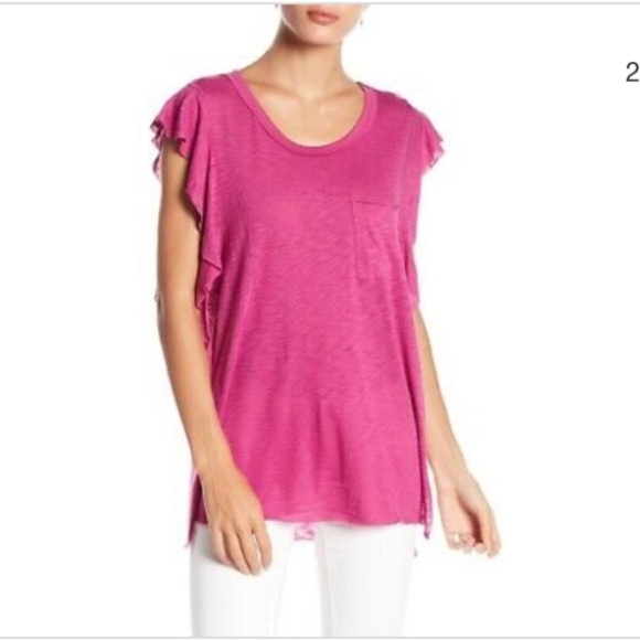 NWT Free People so easy ruffle tee top Sz L - Picture 4 of 4